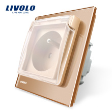 Livolo New Arrival Outlet French Standard Power Socket with the Waterproof Cover VL-C7-C1FRWF-13